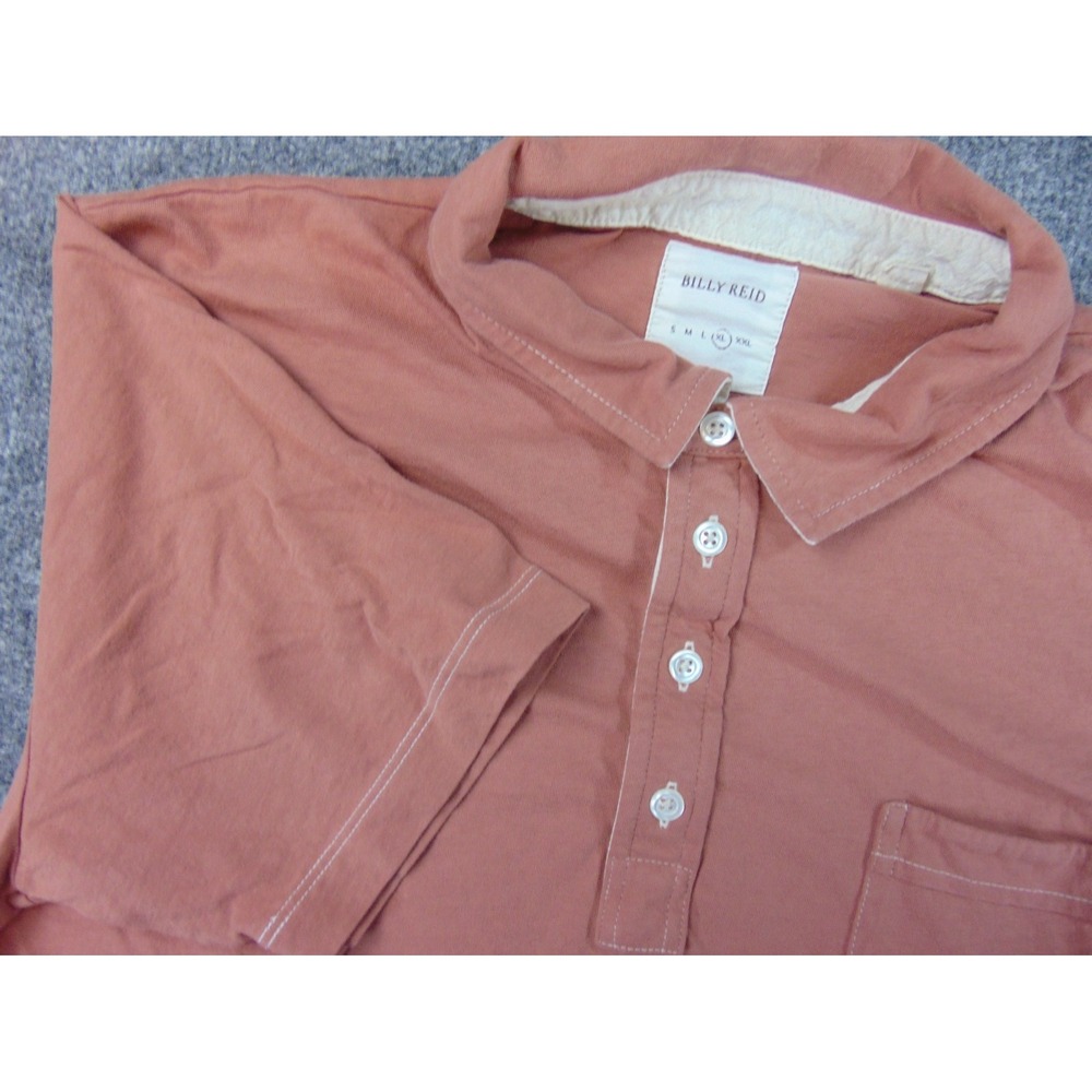 Billy Reid Polo Shirt Mens XL Short Sleeve Salmon Solid‎ Coastal Preppy Designer